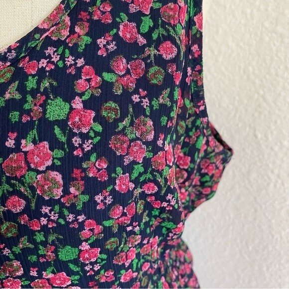 NWOT Decree Floral Blue Ruffle Tier Sleeveless Silver Clasp Accent Prairie SZ L - Picture 7 of 12